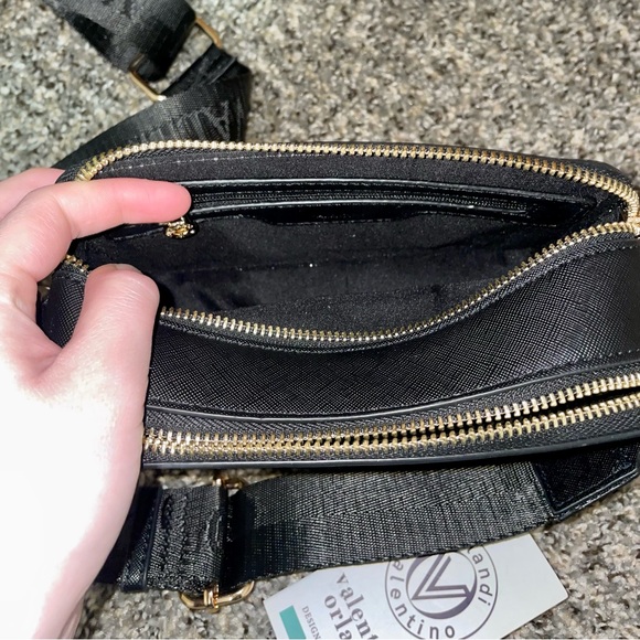 NWT $159 Valentino Orlandi Black Crossbody Bag with Gold Studs and Guitar Strap - Picture 8 of 9